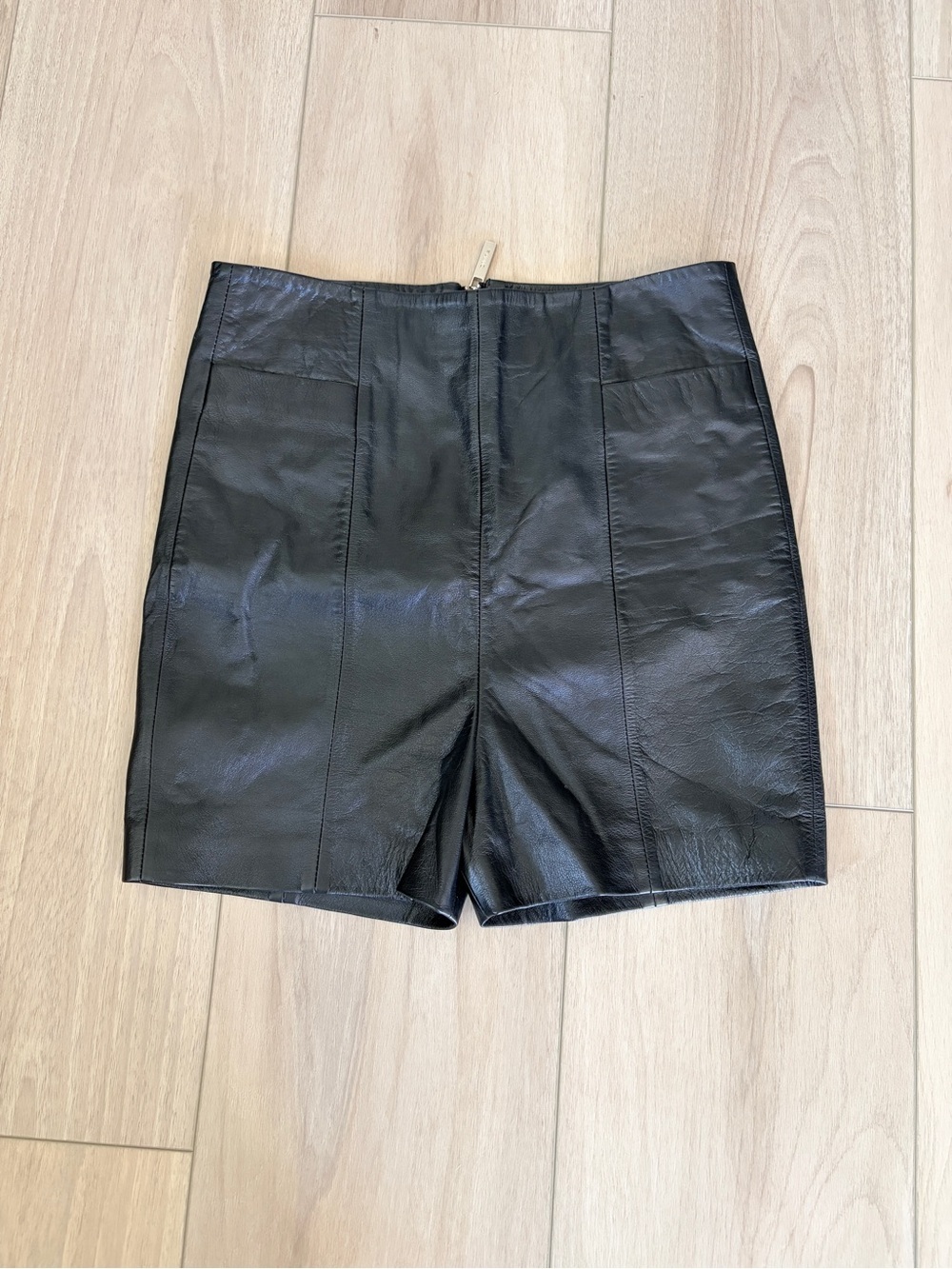 FANG Nyc Cowhide Leather High Waisted Shorts